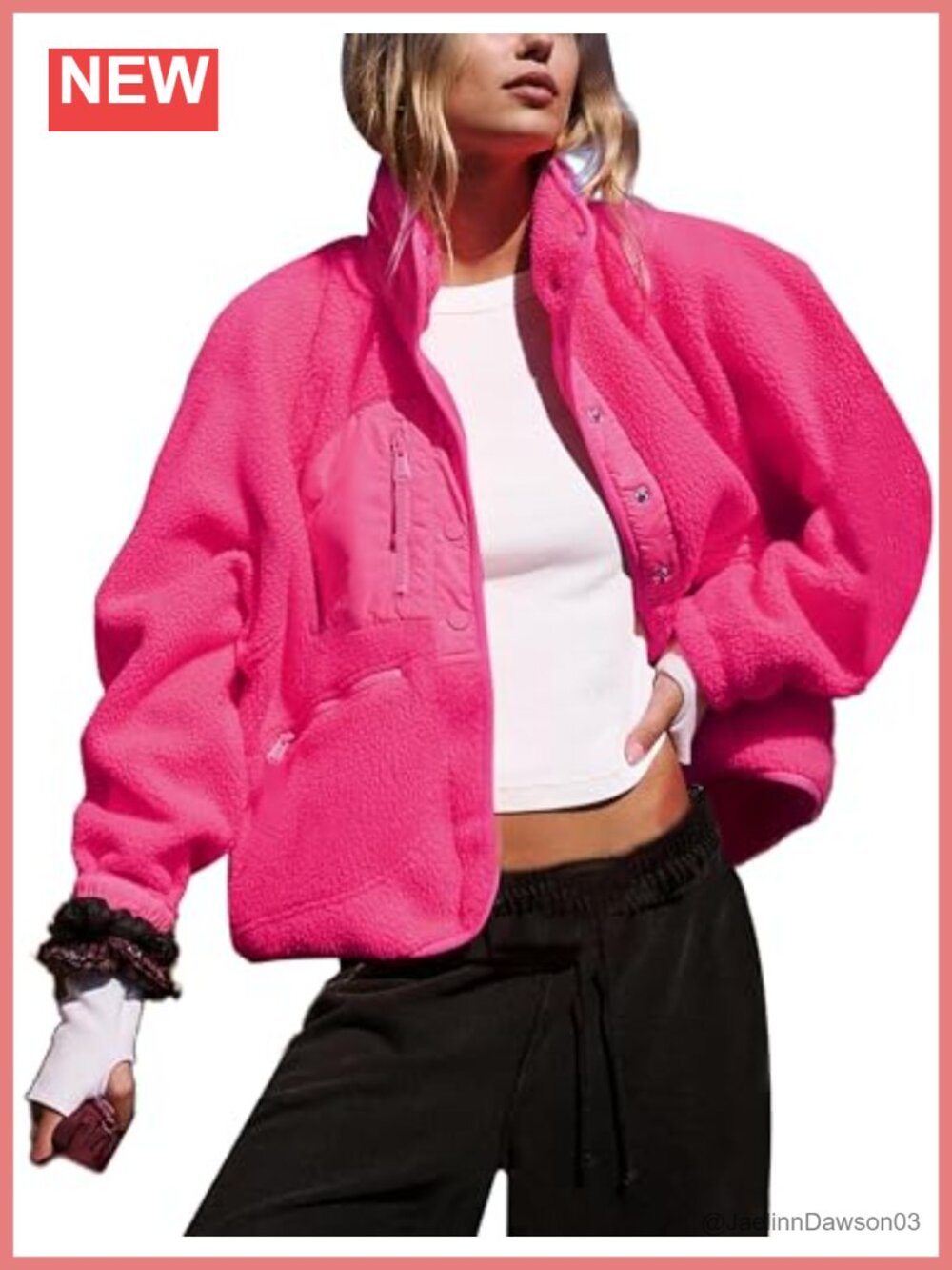 Women's Cropped Sherpa Lined Fleece Jacket Warm Button Down Fuzzy Shacket with